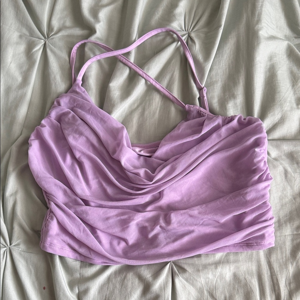 SHEIN Lilac Cowl Crop Tank